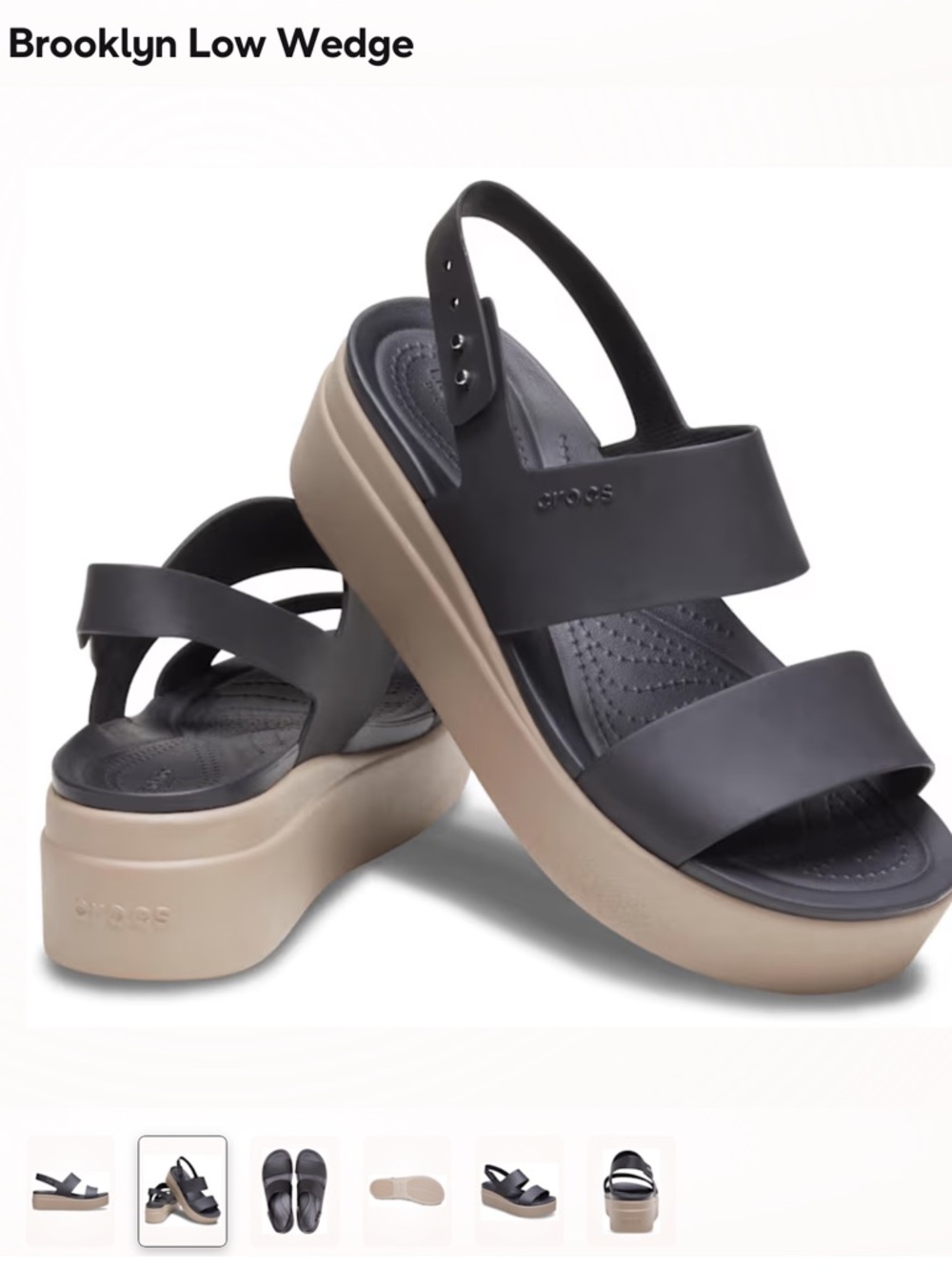 Crocs Brooklyn Low Wedge Black Sandal with Mushroom Platform Sole